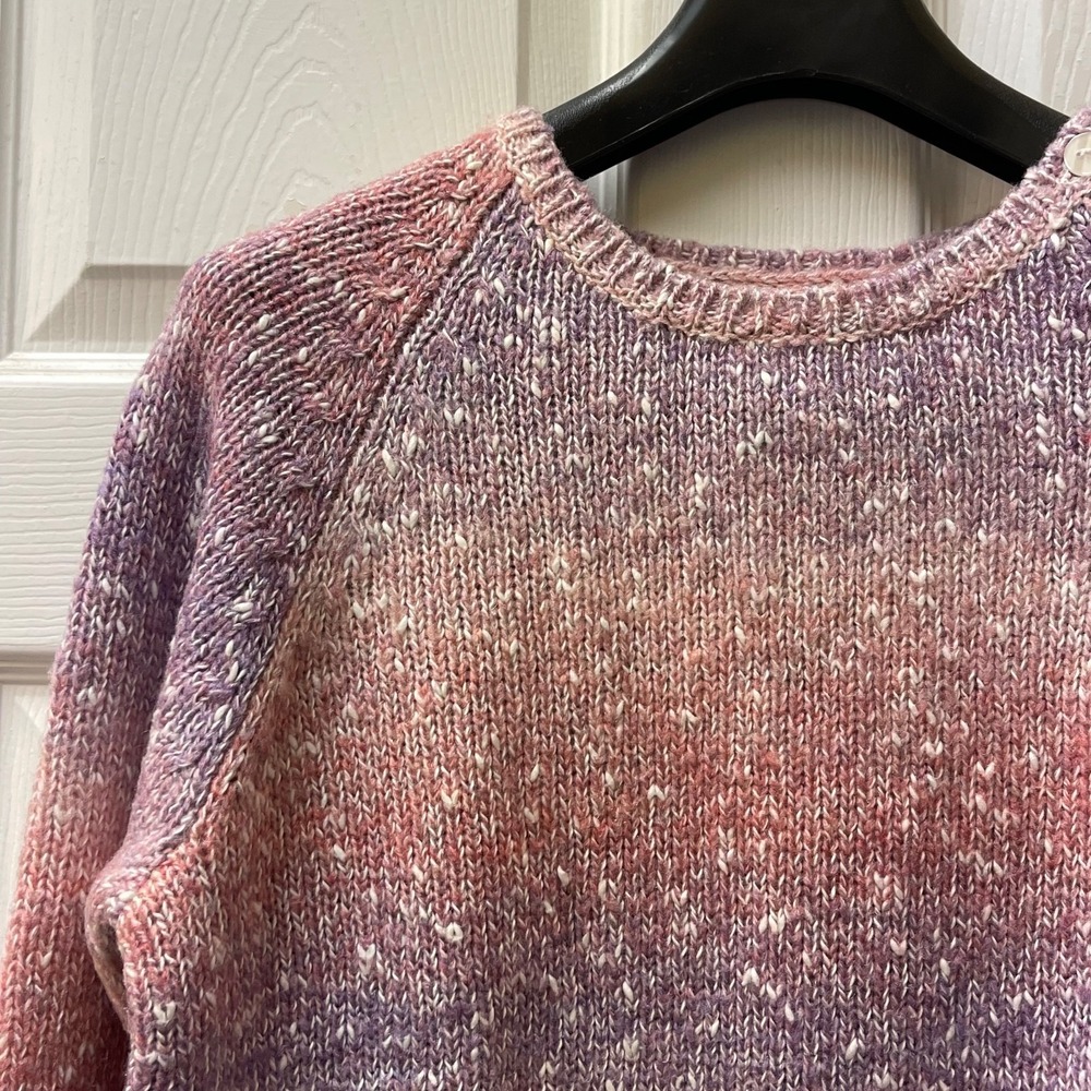 Vintage Talbots Women's Size Large Button Shoulder Sweater Purple Pink Ombre